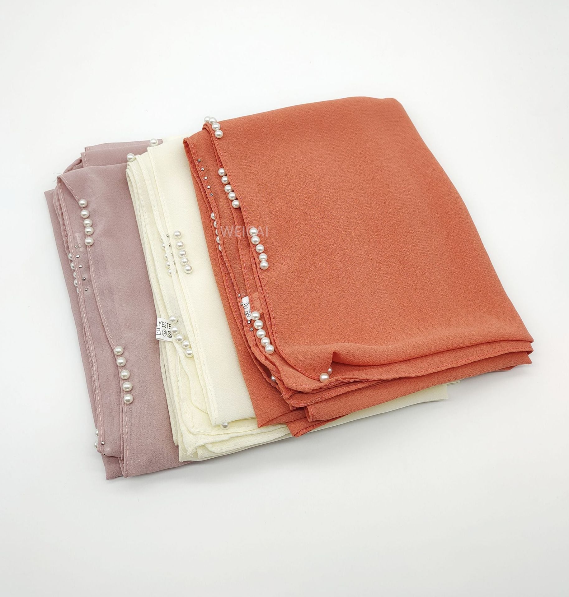 Customized flower beads pearl chiffon scarf  Women headscarf Malaysia Indonesia hijab