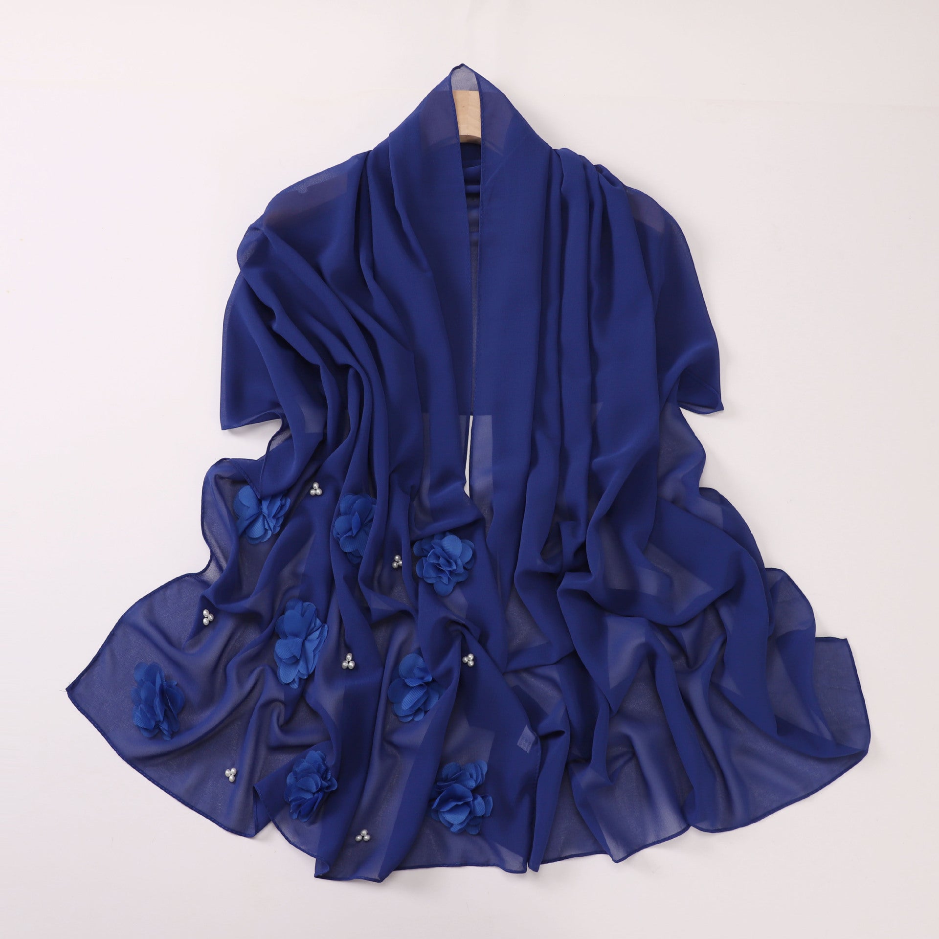 New pearl chiffon handmade sticky flower bead long towel, yarn towel, Middle East and Africa Malay headscarf