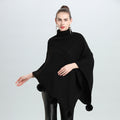 Spring new temperament cape shawl medium and long hairball turtleneck pullover knitted sweater cape 0939 #