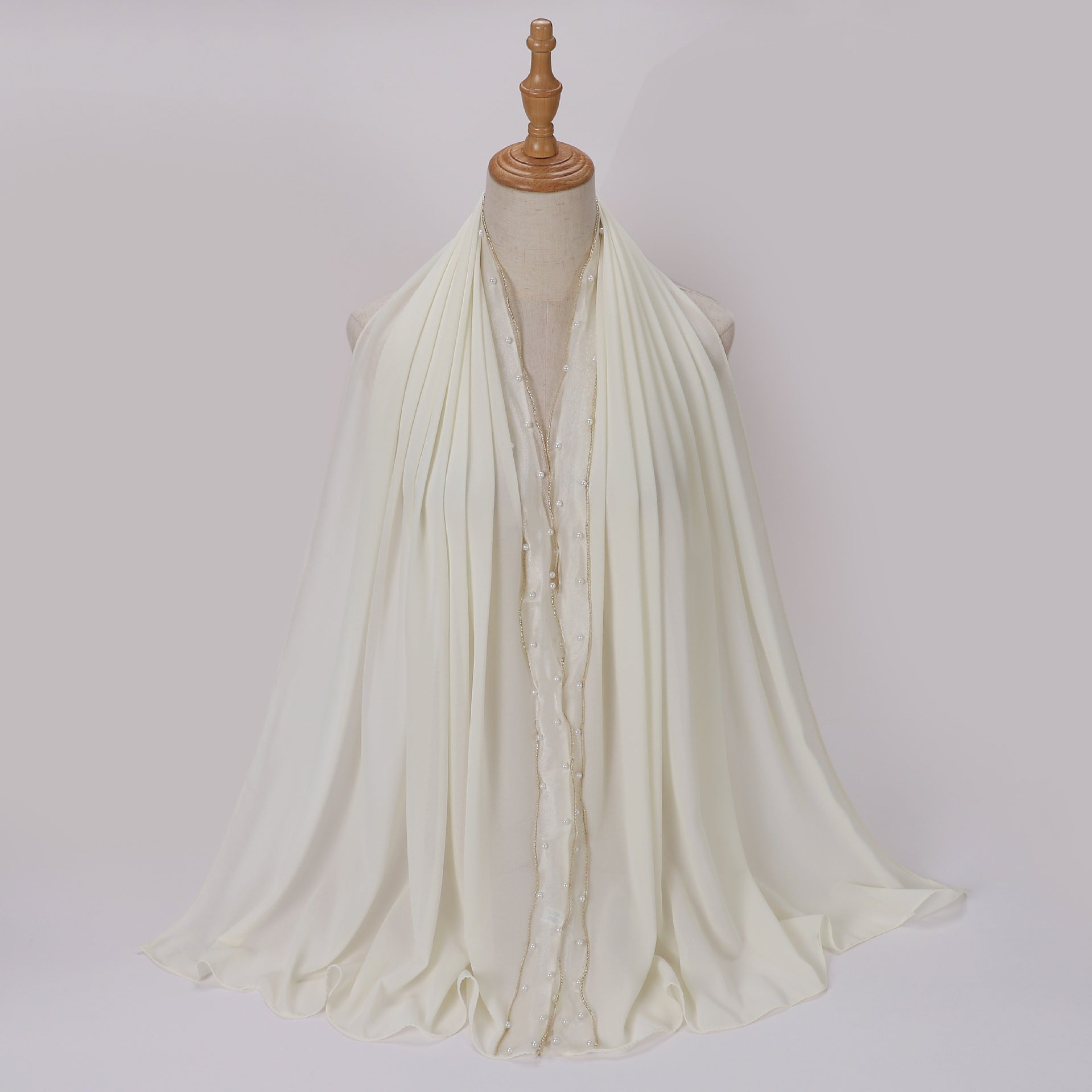 New solid color pearl chiffon bright pearl scarf bubble Hijab Malaysia Indonesia headscarf