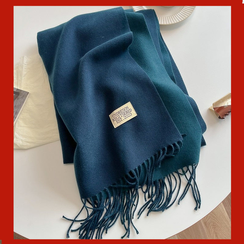 Autumn and winter new double-sided imitation cashmere scarf women's solid color long shawl scarf