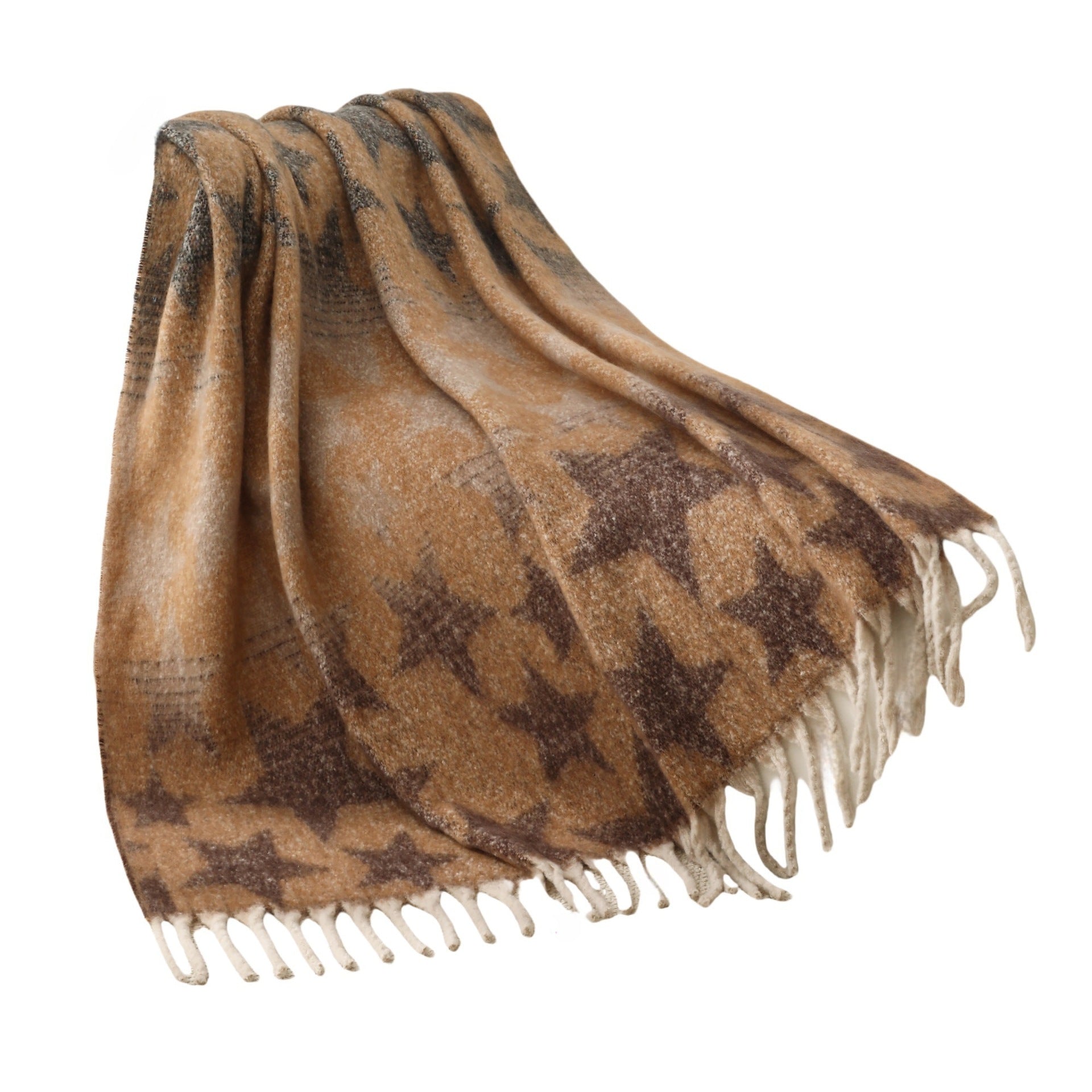 Blanket new European and American autumn and winter imitation mohair thickened large shawl jacquard star blanket