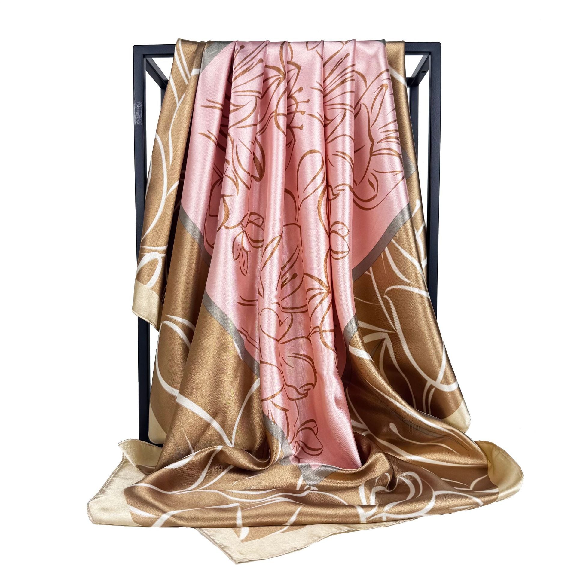 Fashion versatile fragrant cloud cashew pattern, imitation silk satin satin 90cm large square towel, ethnic women's headscarf