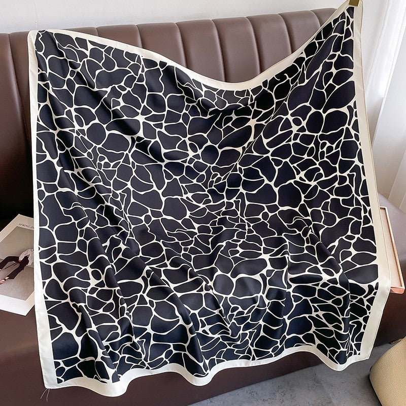 New square scarf, French retro silk scarf, women's twill silk scarf, neck cover, shawl printed scarf, weatherproof