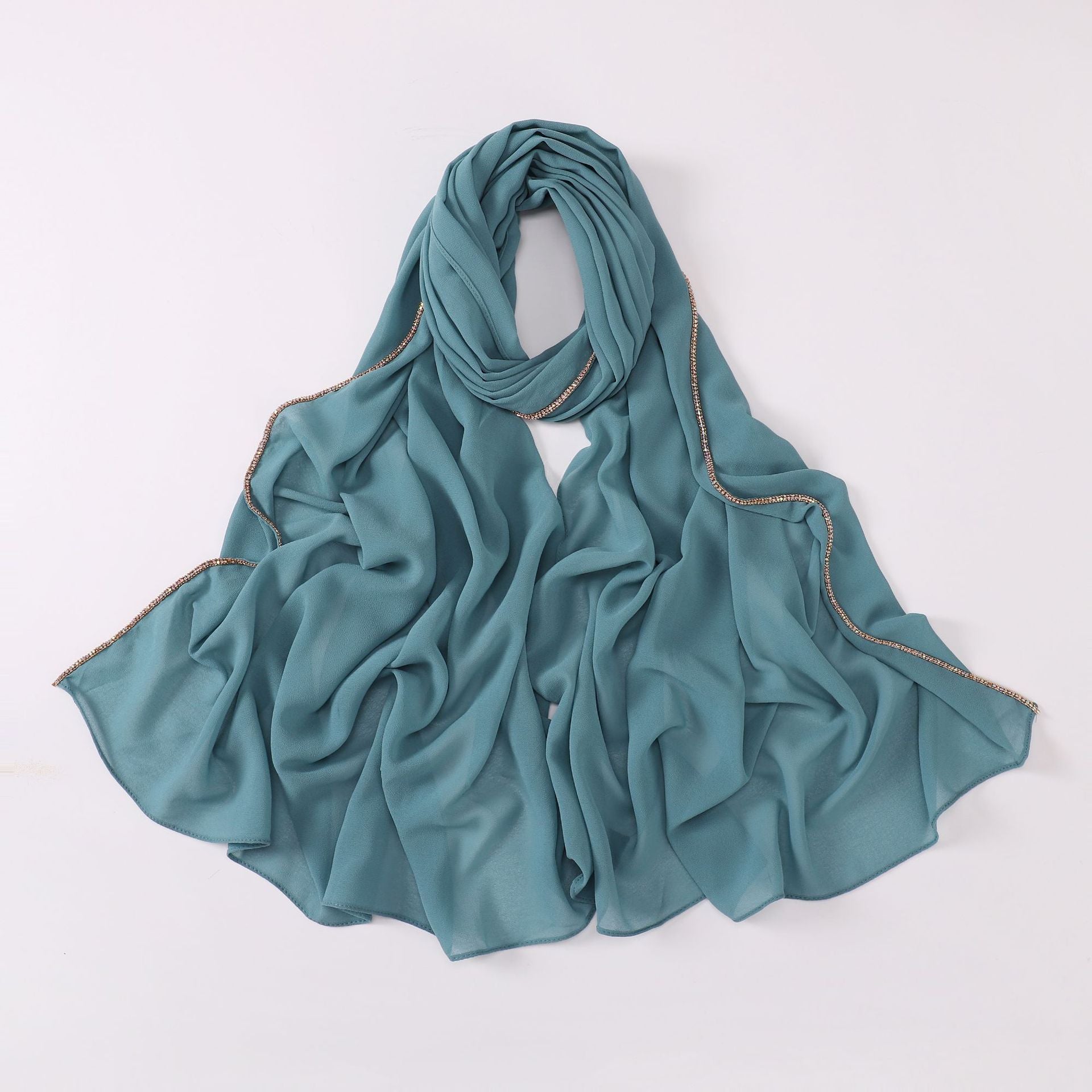 Diamond copper chain washable chiffon scarf yarn scarf Middle East Africa headscarf Malay headscarf