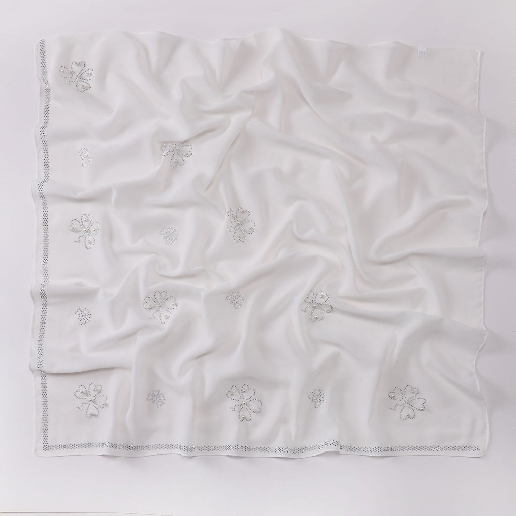 New pearl chiffon Scarf hot diamond bead square shawls Malaysia headscarf