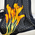 Foreign style fashionable long silk scarf women's scarf, spring, summer and autumn flower print travel vacation sun protection versatile shawl