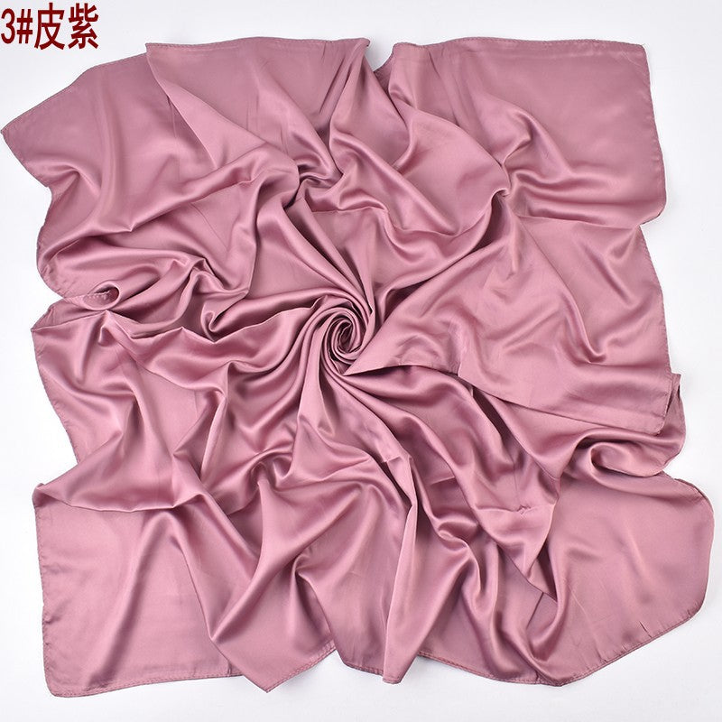 Autumn and winter new Malaysian imitation silk matte satin monochrome solid color 90 plain simple square towel batch