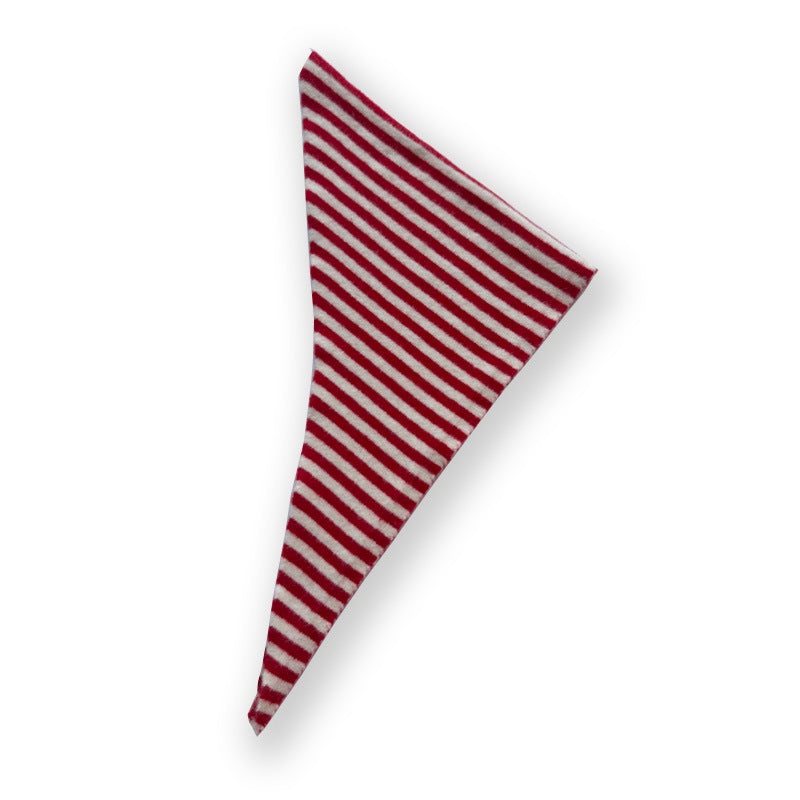 Contains 30 wool striped small triangular scarf for women's autumn and winter with soft Korean wool small scarf headscarf
