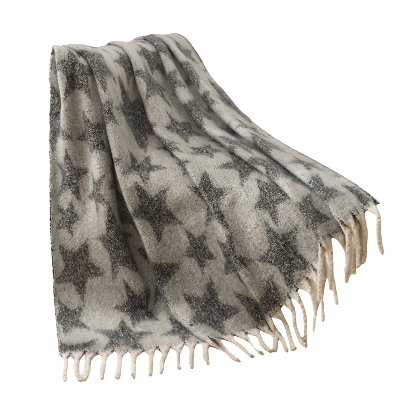 Blanket new European and American autumn and winter imitation mohair thickened large shawl jacquard star blanket