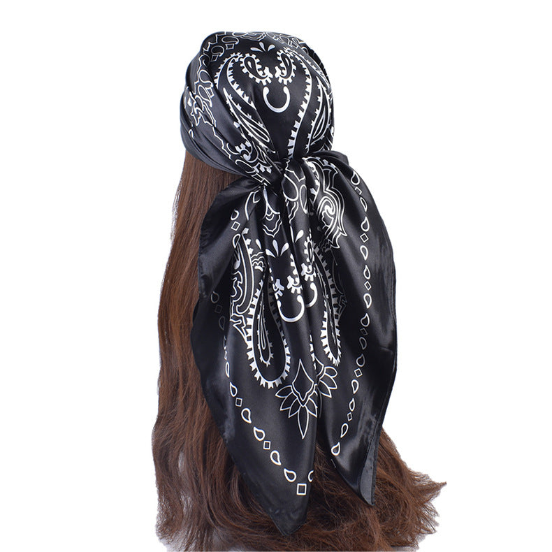 New fashionable and elegant twin cashew flower small water drop pattern 90-color large square scarf headscarf scarf silk scarf