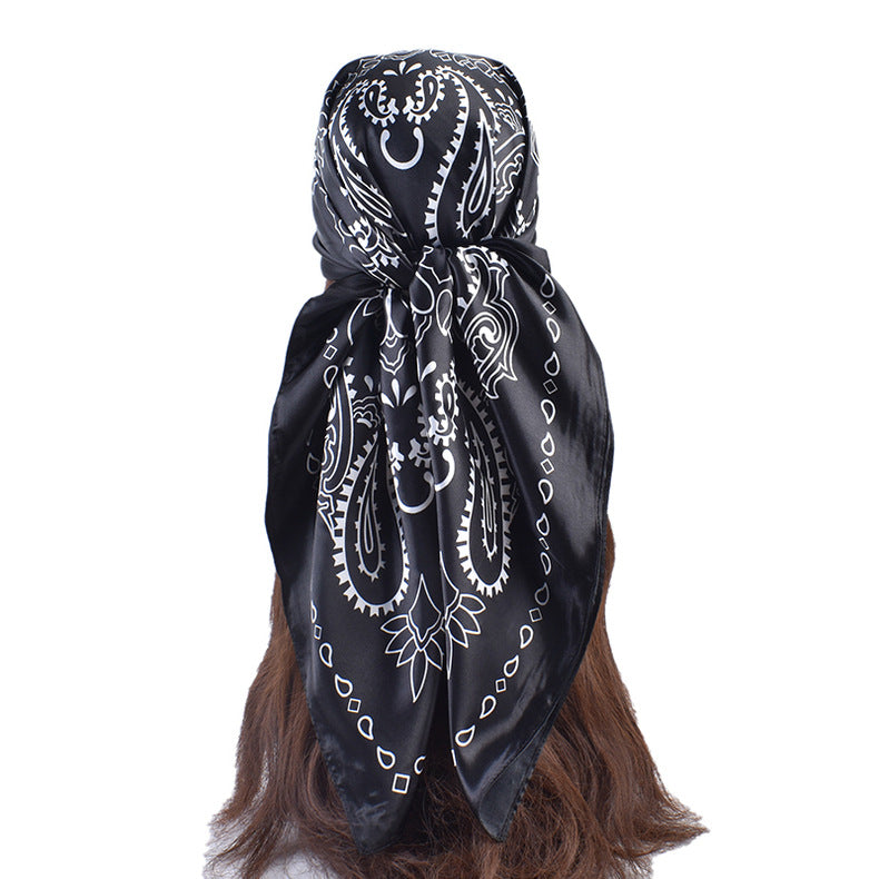 New fashionable and elegant twin cashew flower small water drop pattern 90-color large square scarf headscarf scarf silk scarf