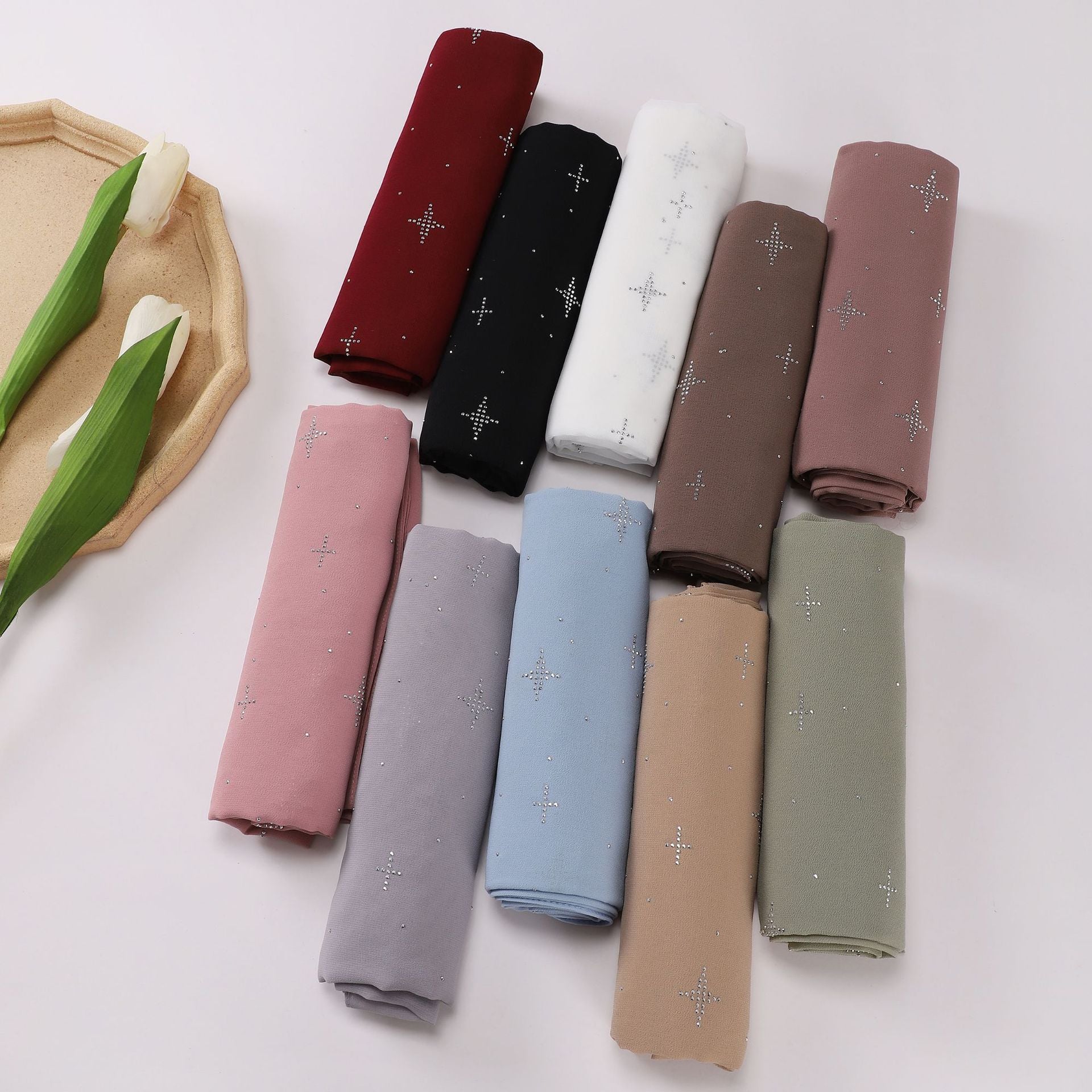 New Pearl Chiffon Sky Star Hot Diamond Middle East and Africa Headscarf Hijab