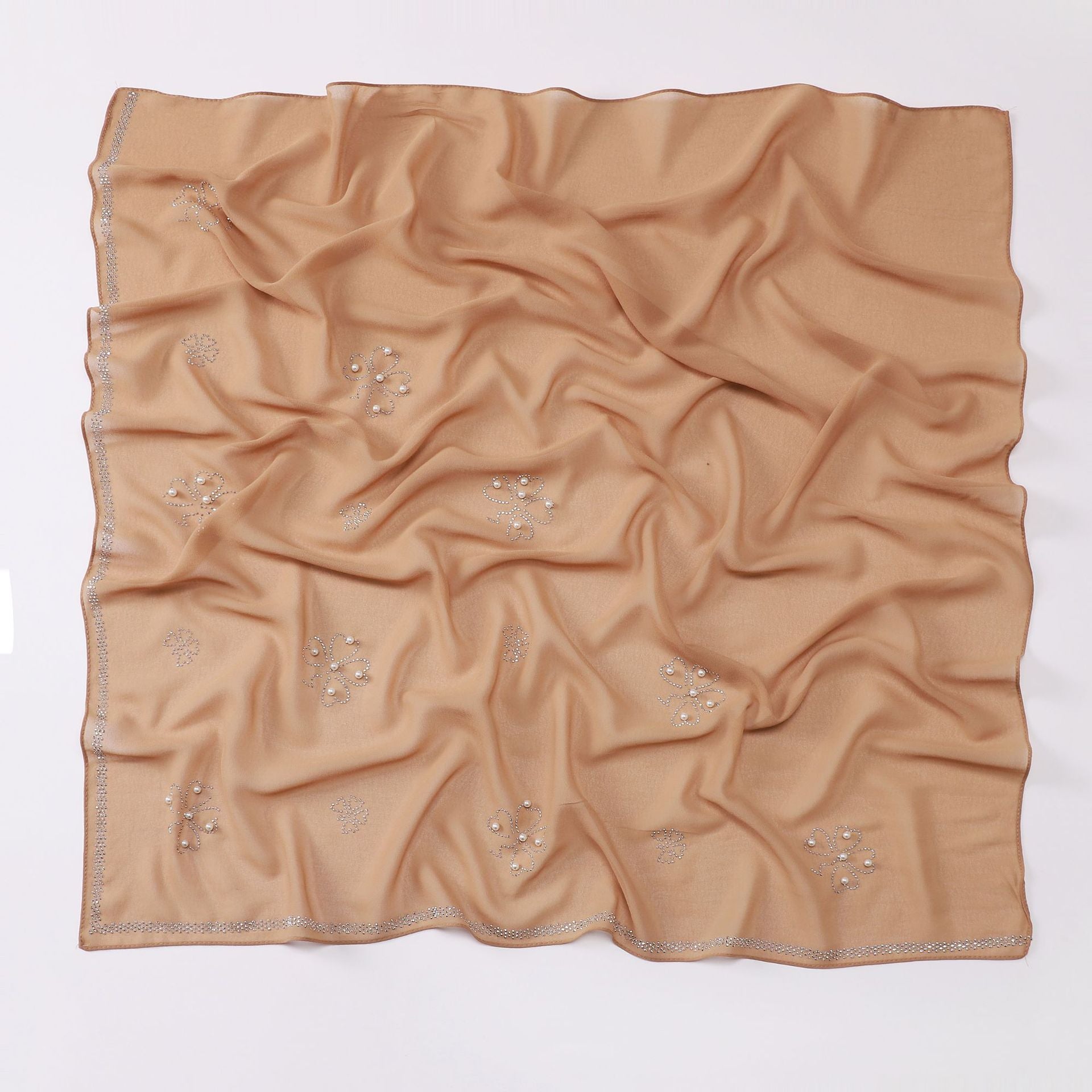 New pearl chiffon Scarf hot diamond bead square shawls Malaysia headscarf