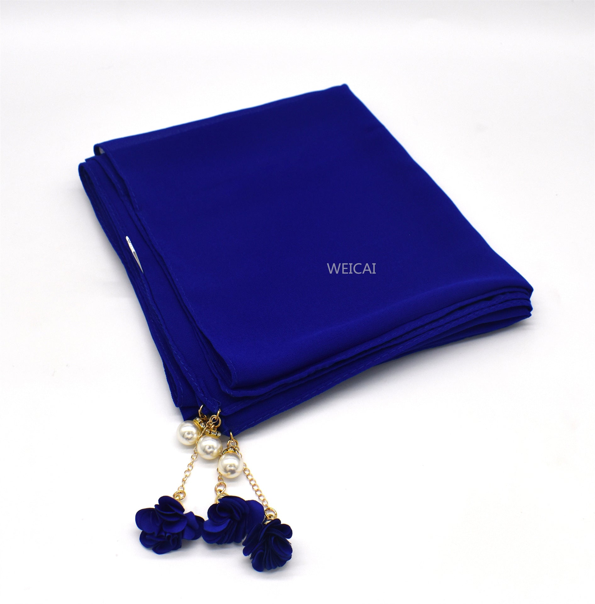 New monochrome pearl chiffon bubble bag headscarf exquisite pearl flower scarf women's scarf hijab