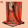 New 90 satin retro lion trophy printed square scarf with sunscreen bag head silk scarf decorative scarf