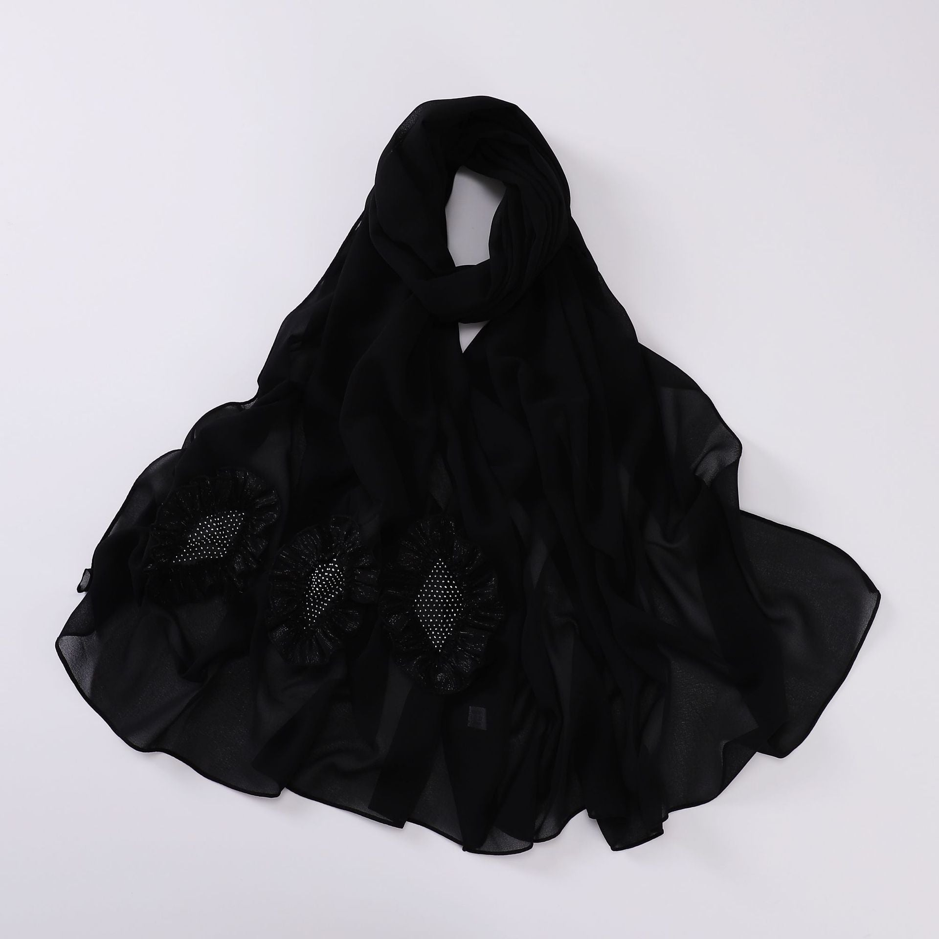 New pearl chiffon scarf, hot diamond pleated lace long scarf, Middle East and Africa headscarf, Malay hijab