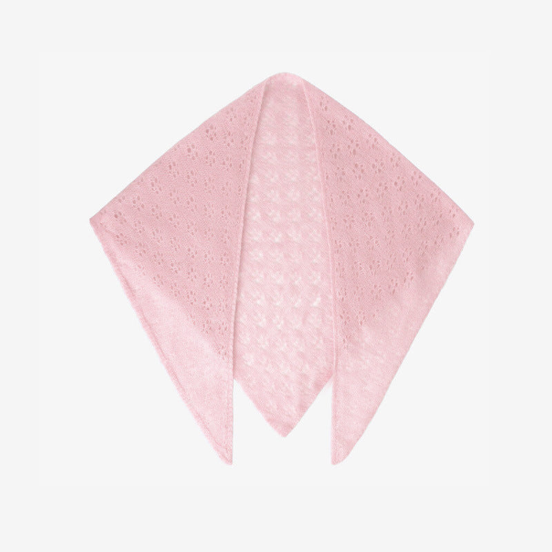 Korean designer 100% pure wool triangle scarf women's autumn and winter hollow girl atmosphere wool small scarf