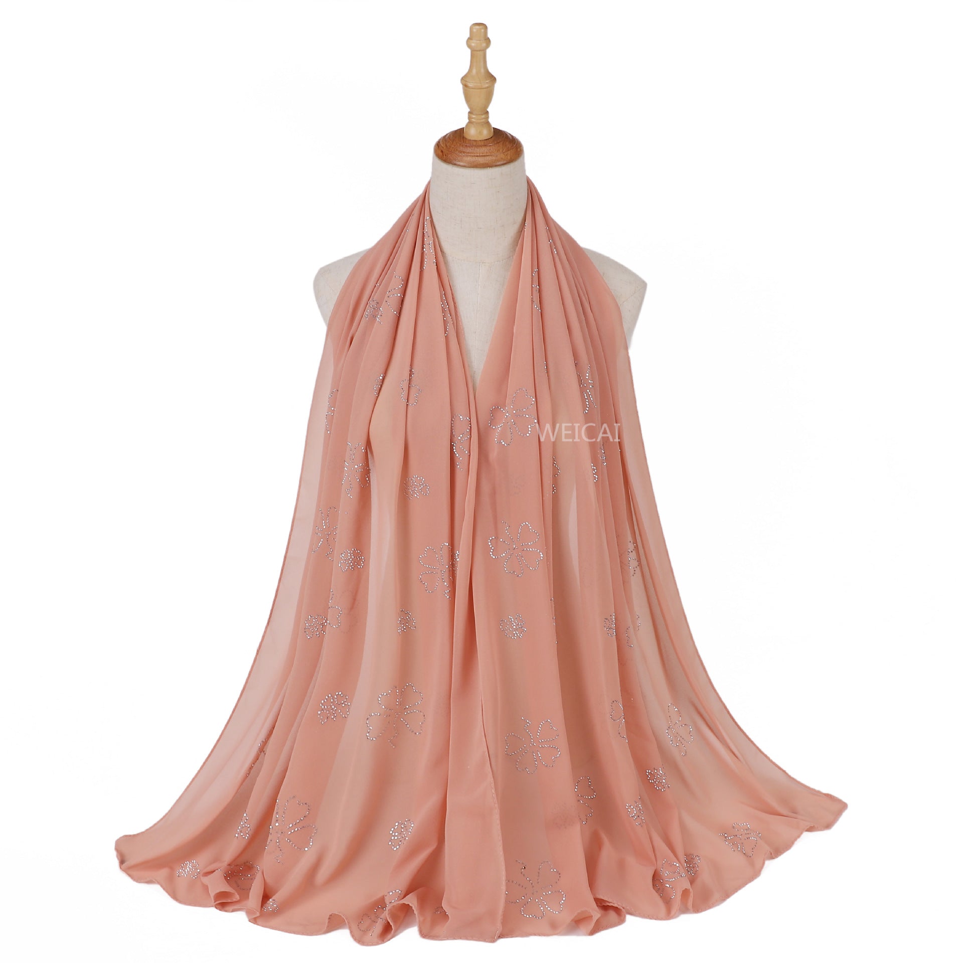 Flower Diamond solid color pearl chiffon scarf Middle East headscarf