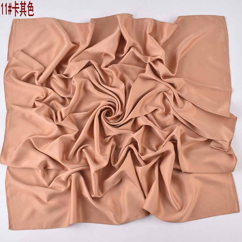 Autumn and winter new Malaysian imitation silk matte satin monochrome solid color 90 plain simple square towel batch