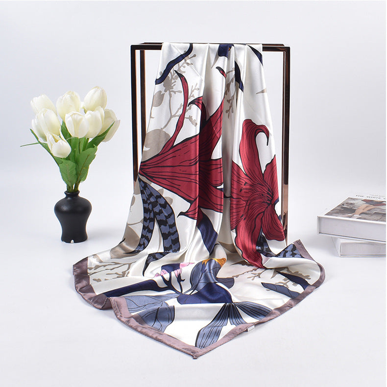 New retro flower 90 satin women's decorative large square scarf scarf headscarf