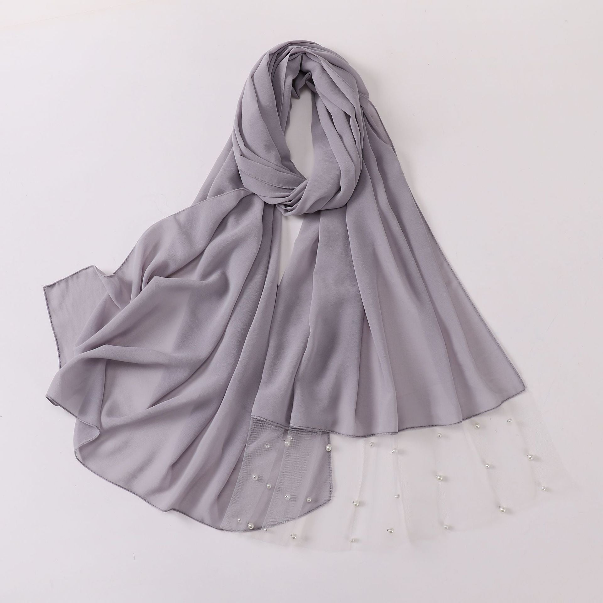 Pearl Chiffon Lace Edge Square Scarf Middle East Africa Headscarf Malaysia Indonesia Hijab