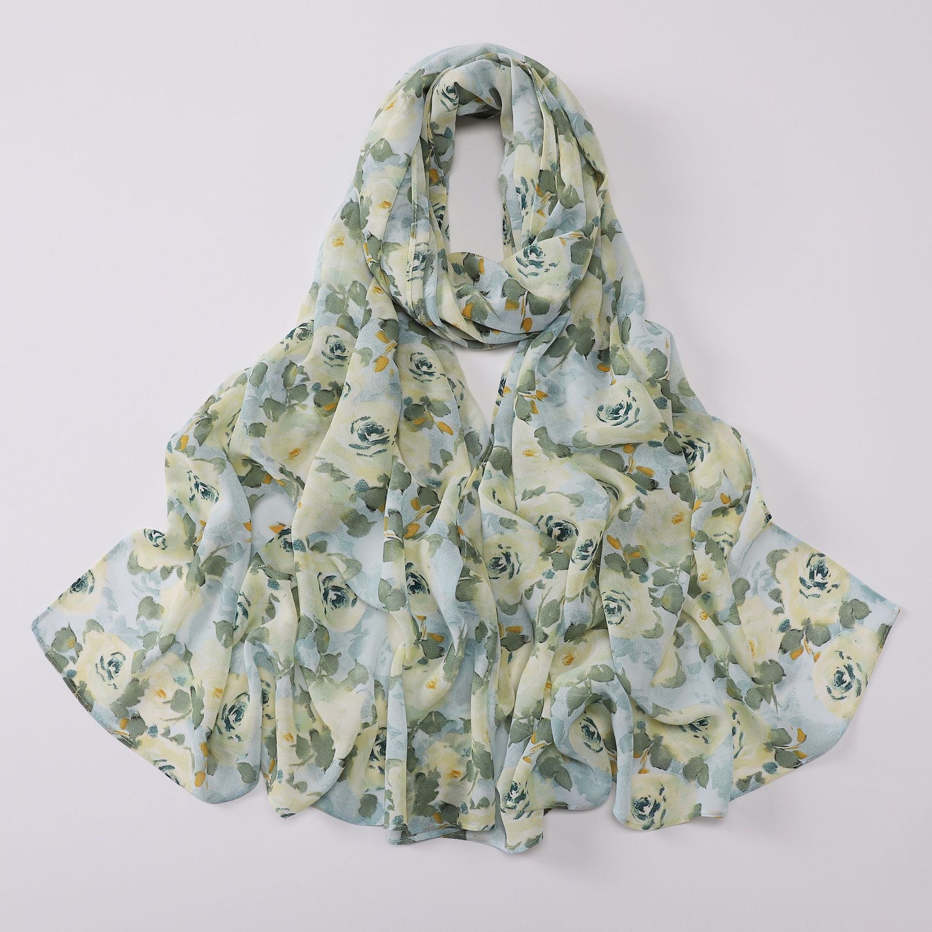 Spring pearl chiffon print floral scarf middle east headscarf yarn oil painting style hijab