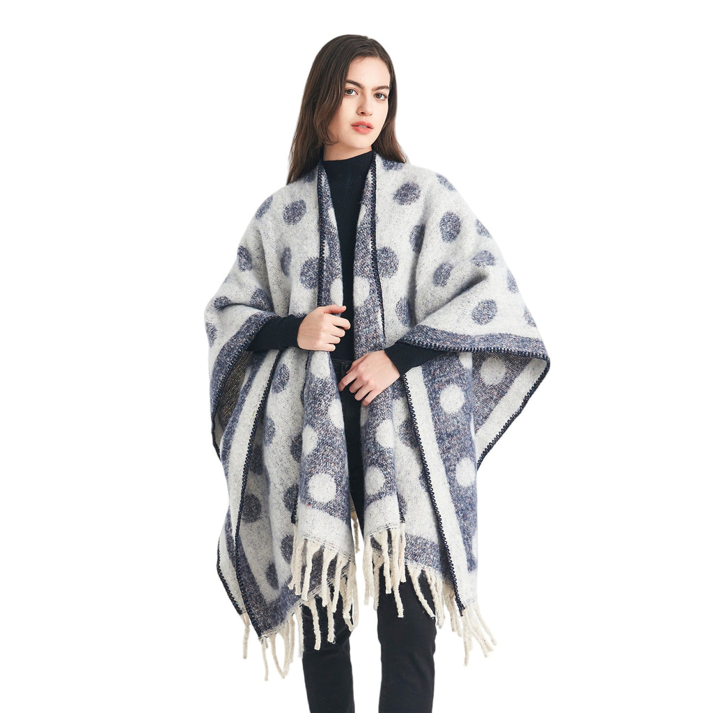 Shawl new European and American autumn and winter circle yarn imitation mohair thickened jacquard cross shawl