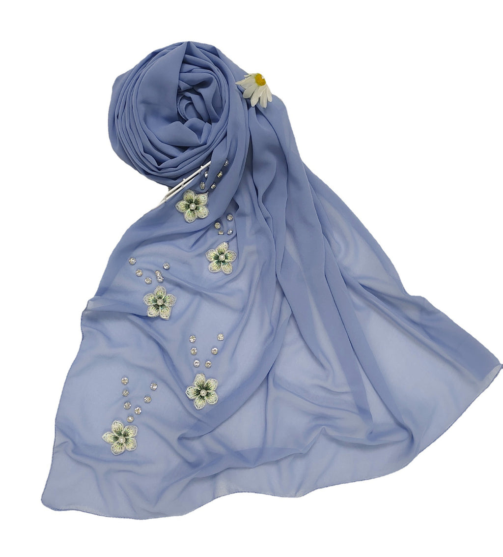 New Diamond Flower Pearl Chiffon Scarf Women's Scarf Middle East Headscarf