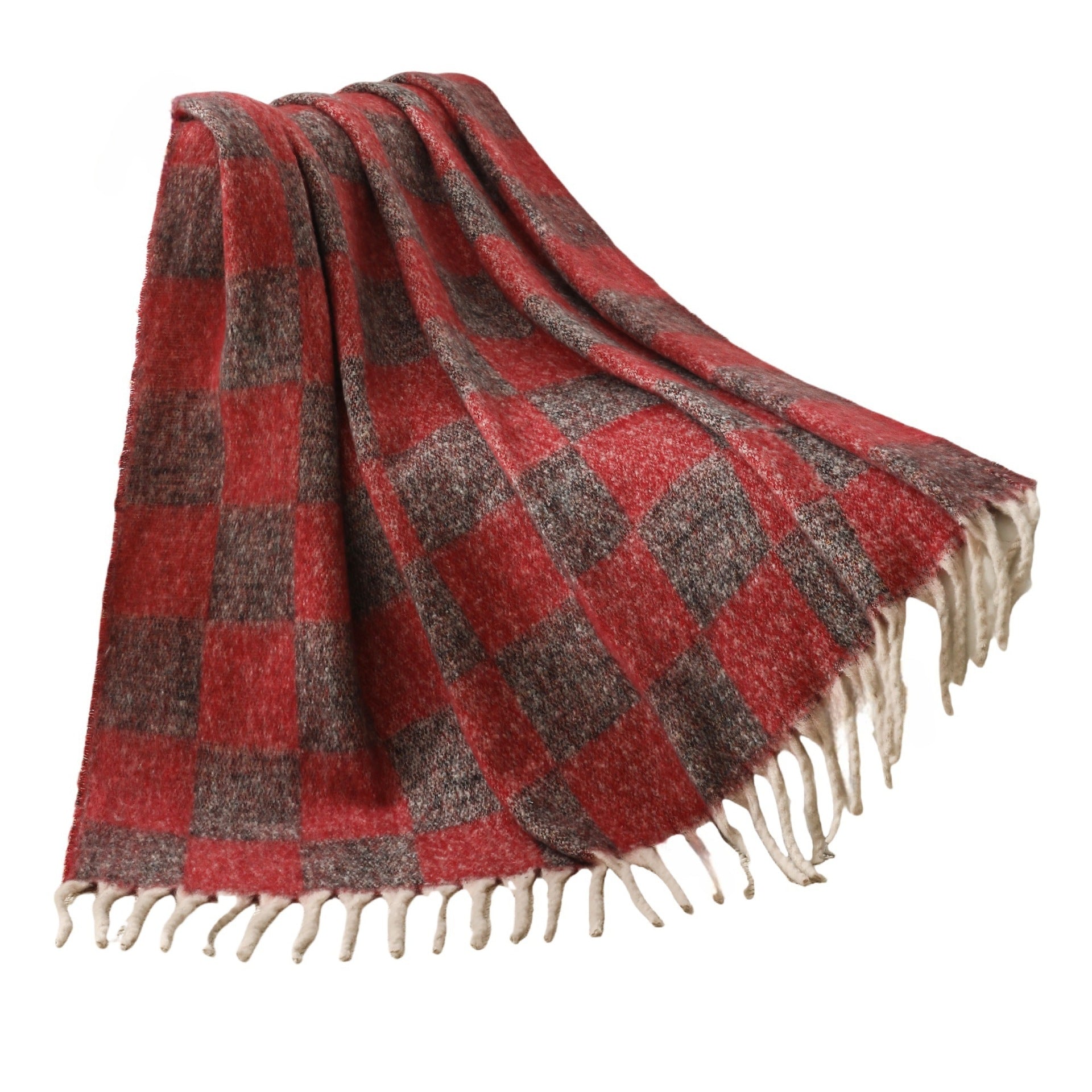 Blanket new European, American autumn and winter imitation mohair thickened checkered large shawl jacquard blanket