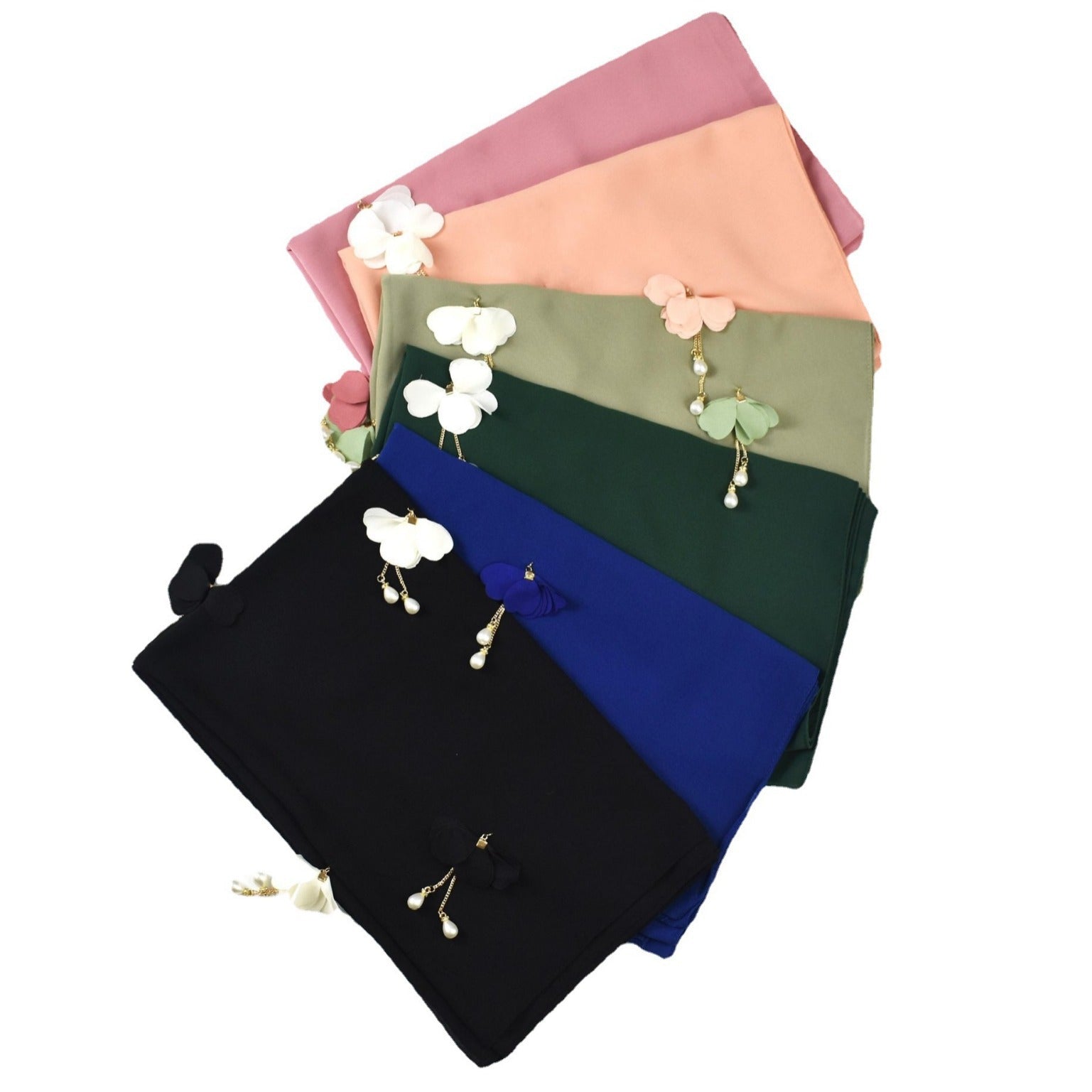 Spring and summer new pearl chiffon scarf women's hijab flower pearl yarn Middle East Malay headscarf