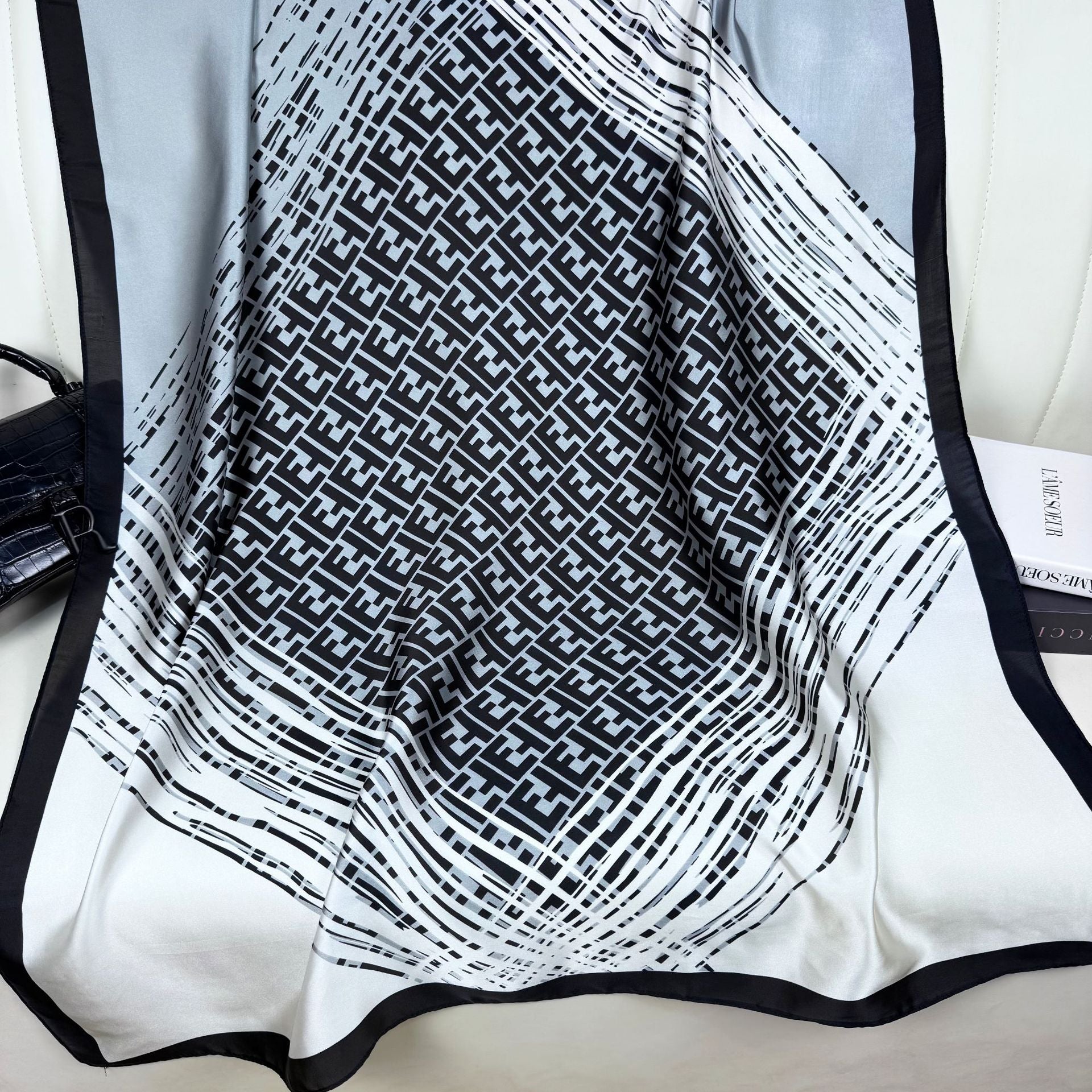 Fashion versatile gradual change color beautiful brocade long silk scarf, temperament women travel vacation sunscreen shawl headscarf