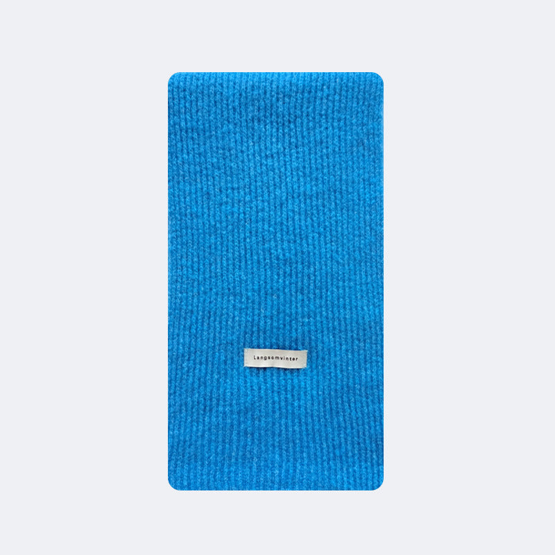 Wool blended solid color classic drawstring knitted scarf women's winter soft waxy Korean atmosphere wool scarf