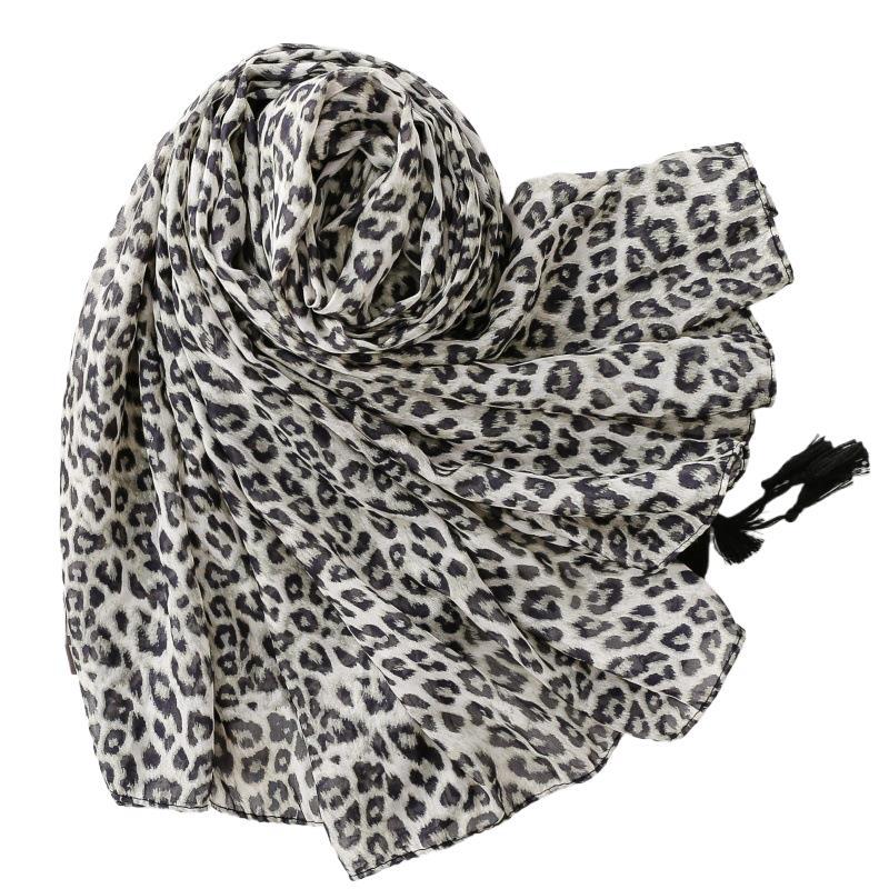 cotton and linen feel scarf leopard print fringed travel sunscreen silk scarf seaside vacation shawl women