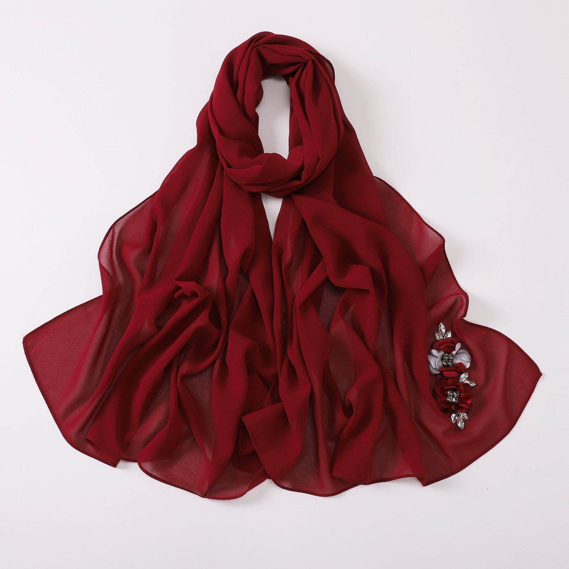 New pearl chiffon flower headscarf hijab Malaysia Hijab Shawls