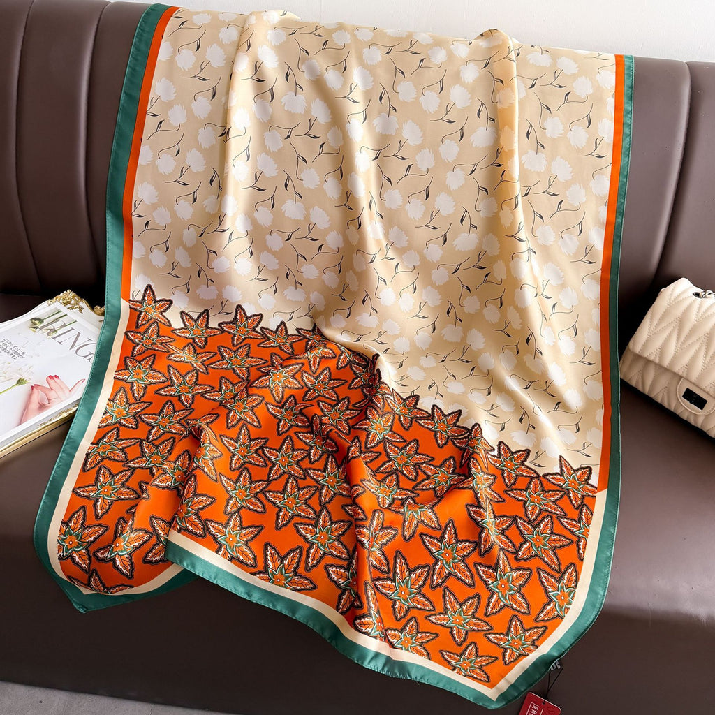 Spring and summer fashion versatile simulation silk long silk scarf shawl, literary temperament women's decorative sunscreen scarf