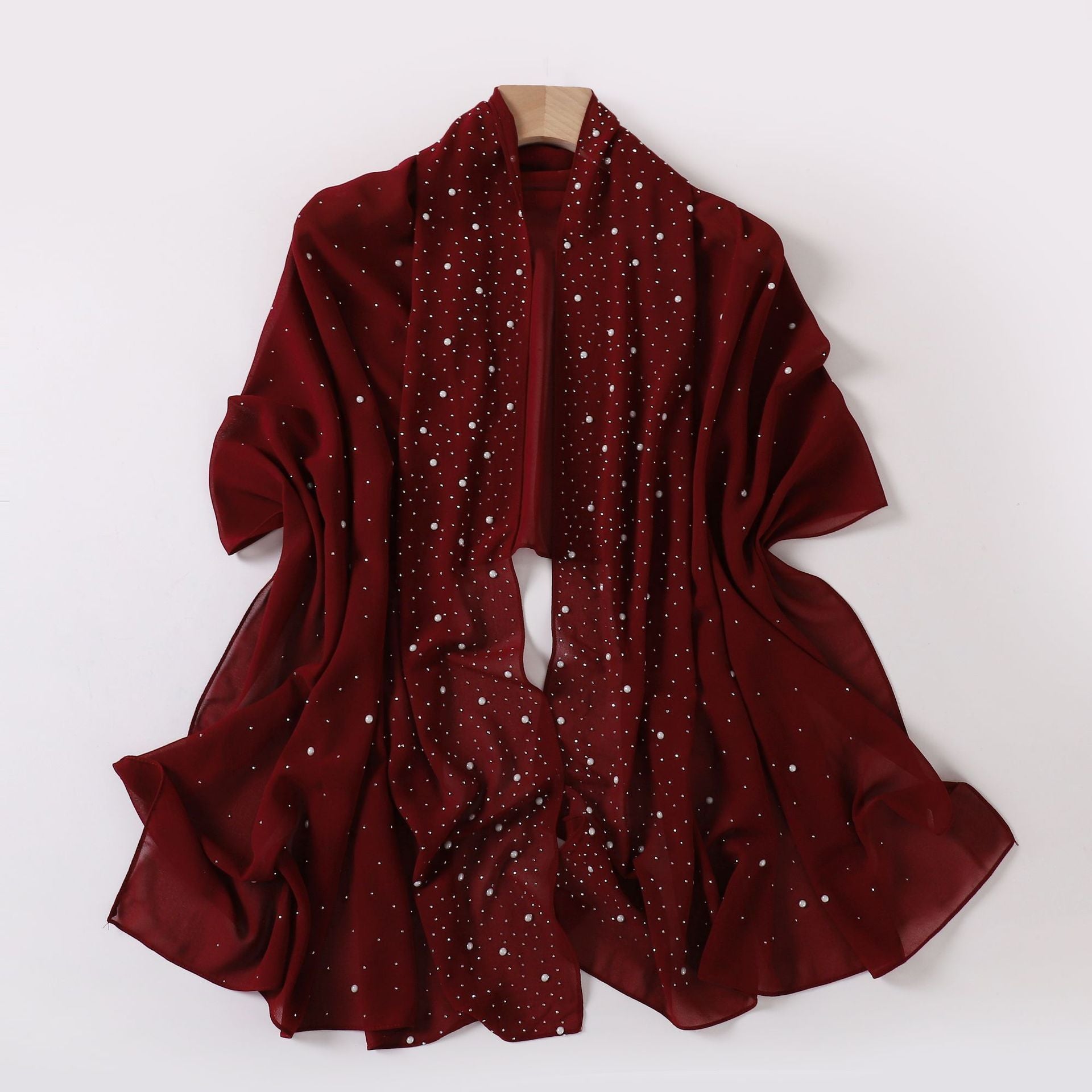 New Pearl Chiffon Ceramic Gypsy Star Diamond Long Towel Yarn Middle East Malay Head Towel hijab