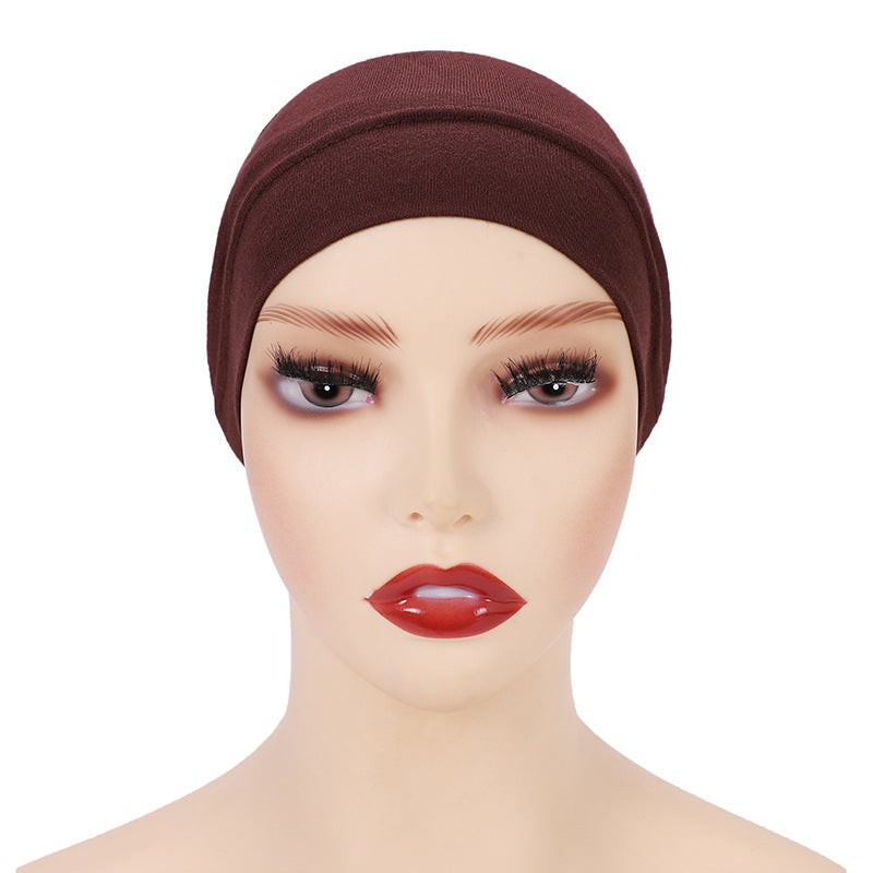 Modal monochrome tube hat bottoming cap, high elastic mercerized cotton women's Arabian scarf cap