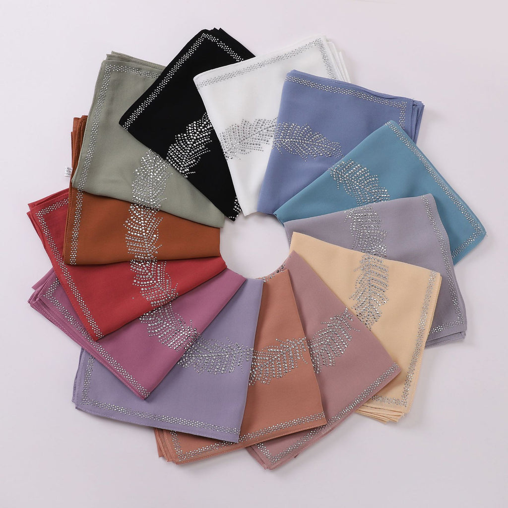 New Pearl Chiffon Hot Diamond Square Scarf 90 × 90cm High Quality Headscarf Hijab