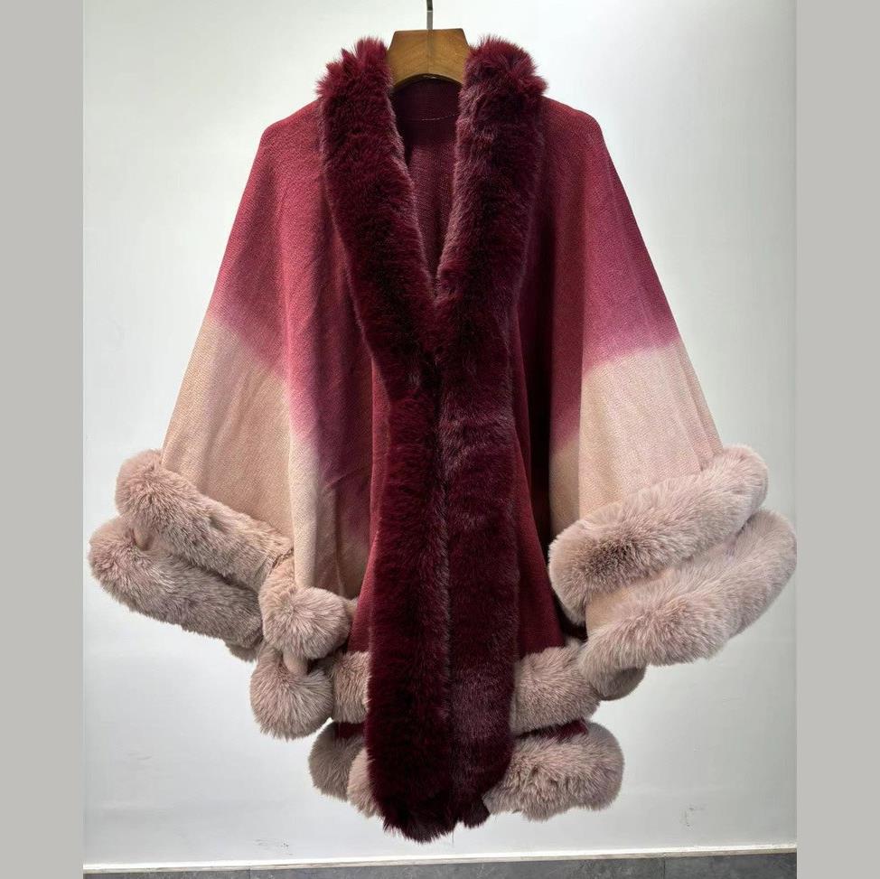 autumn and winter shawl jacket European and American loose big fur collar cape cape coat 0021