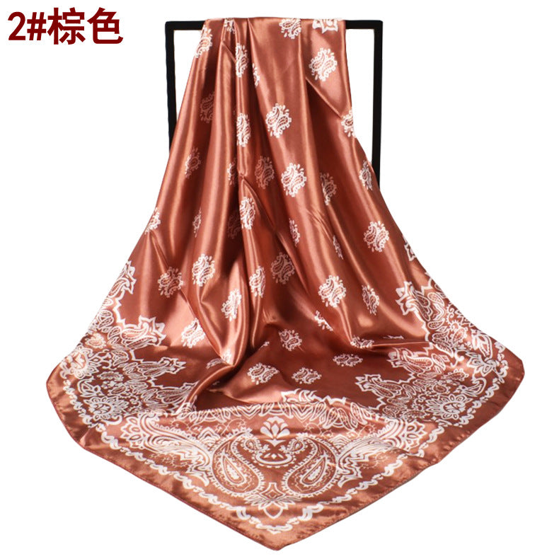 Spring new fashion 90cm-satin cashew flower generous silk scarf, annual scarf