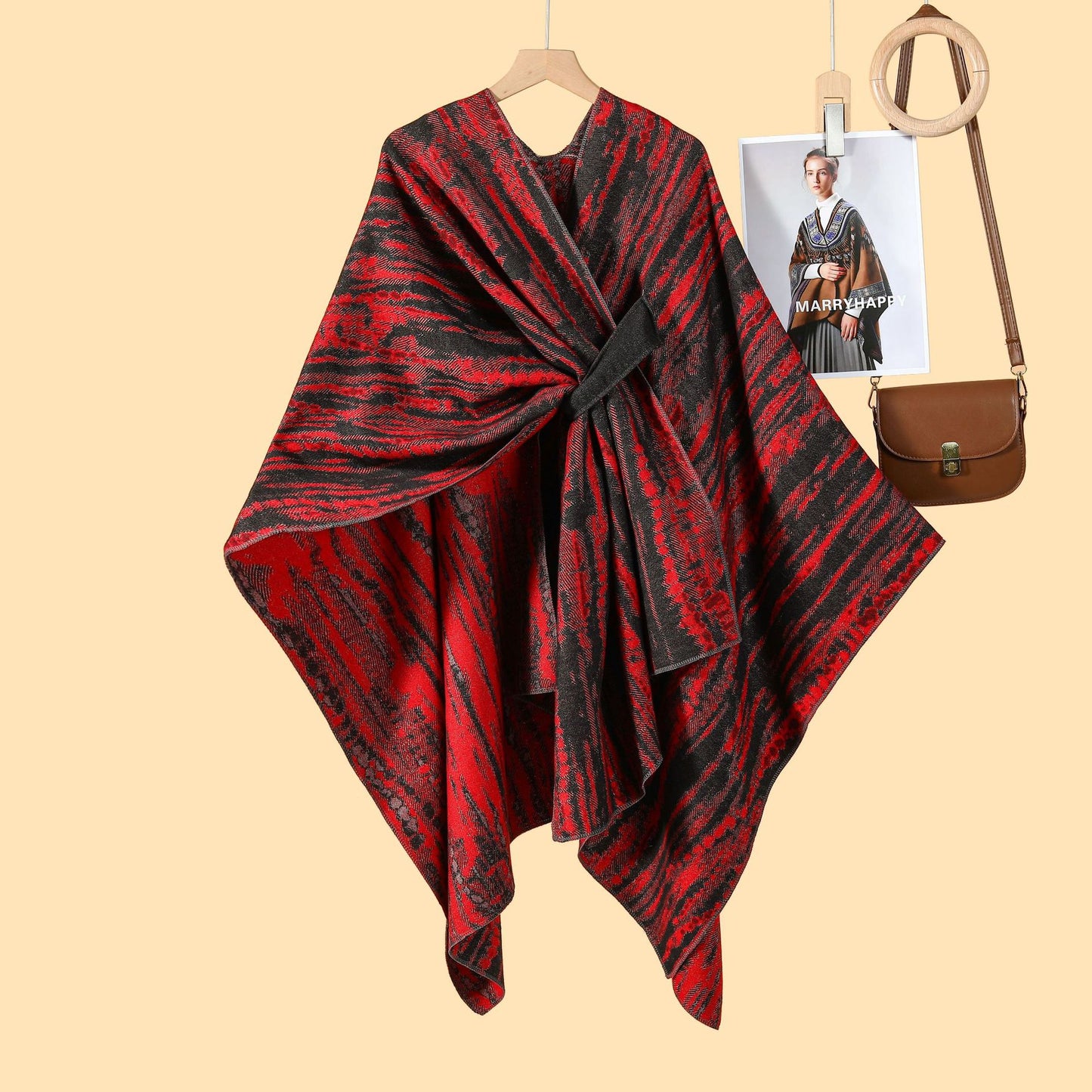 Harajuku lady literary travel photo shawl cape with new autumn and winter nostalgic retro warm cardigan