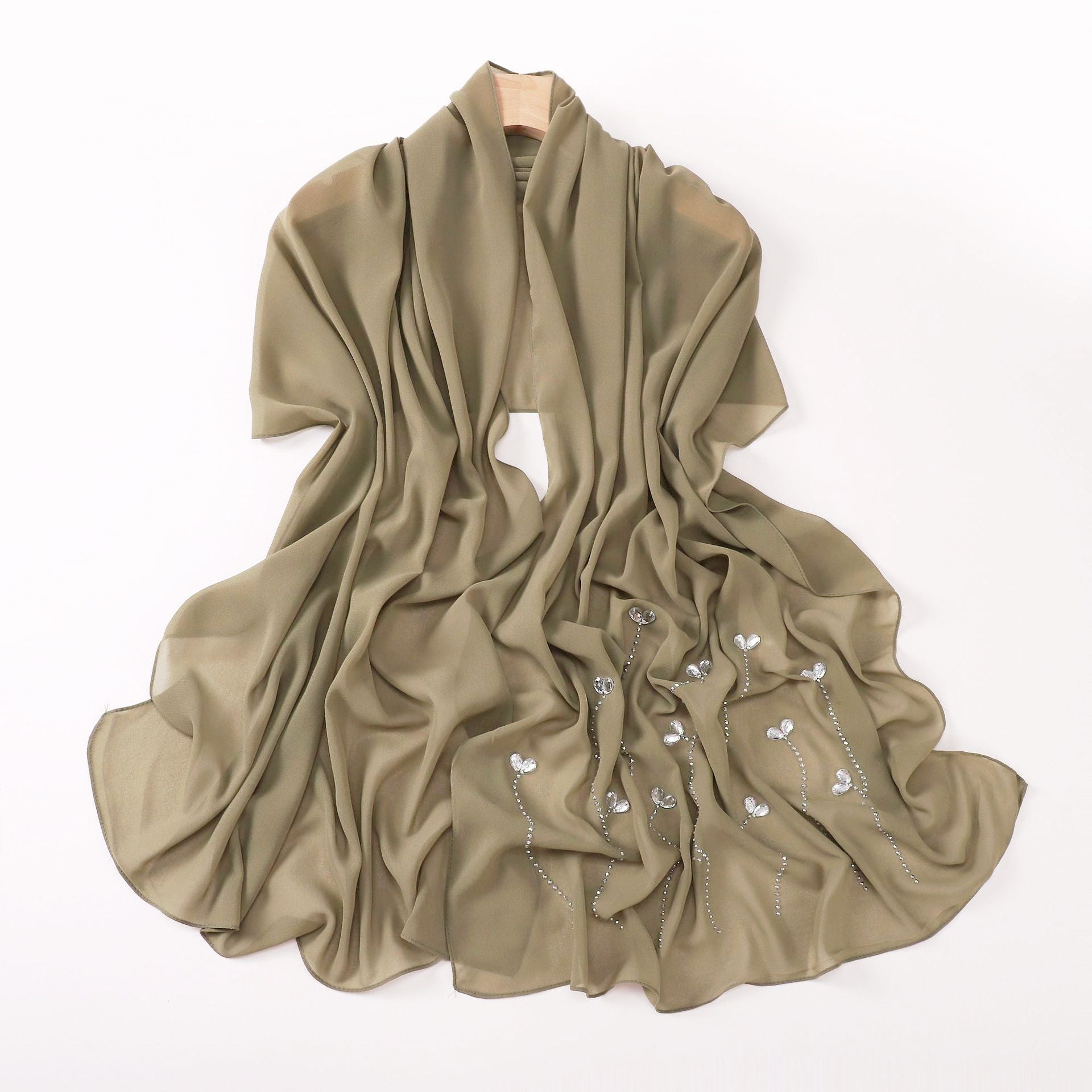 New pearl chiffon long scarf hot diamond rhinestone scarf Middle East and Africa headscarf