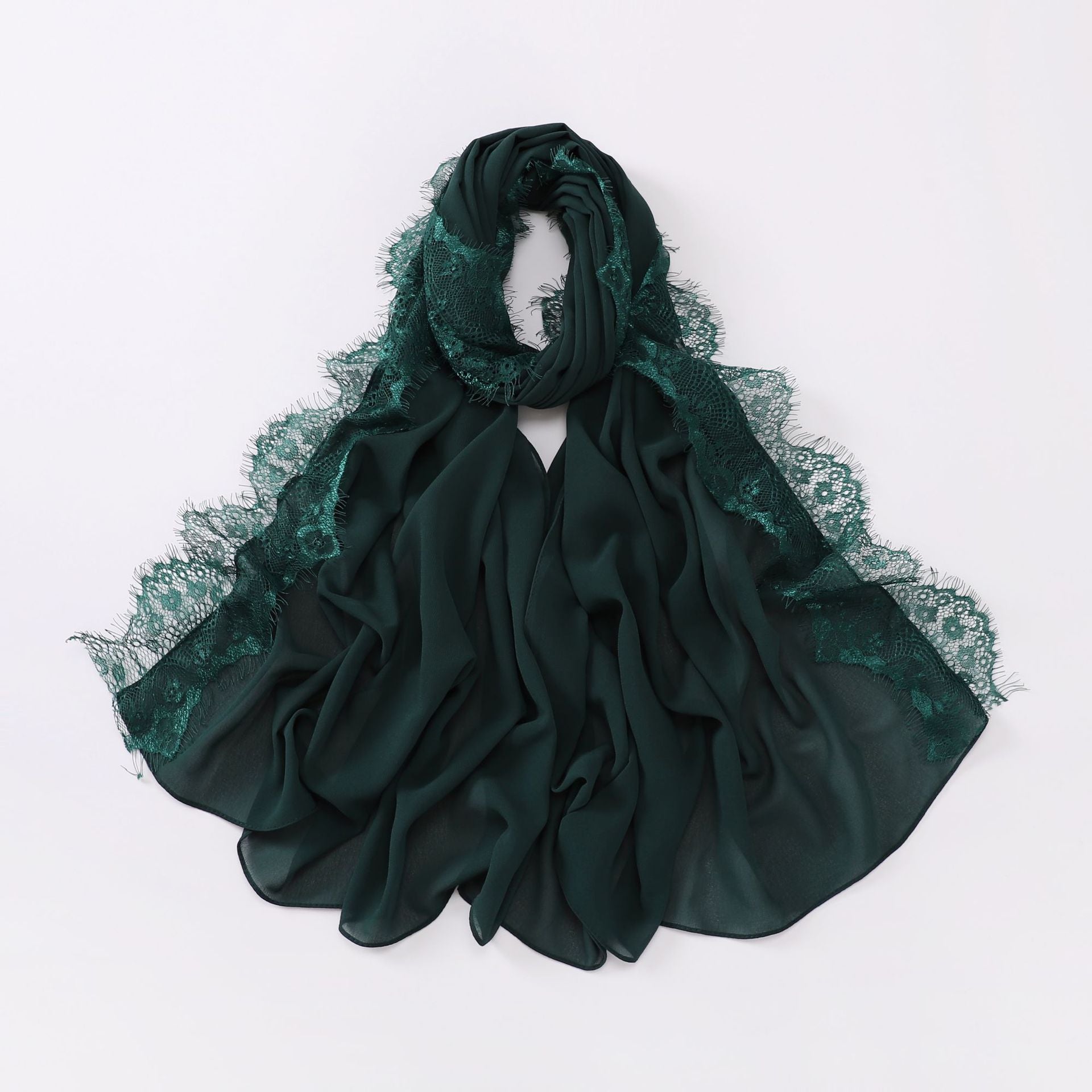 New chiffon eyelashes lace edge scarf gauze middle eastern headscarf hijab
