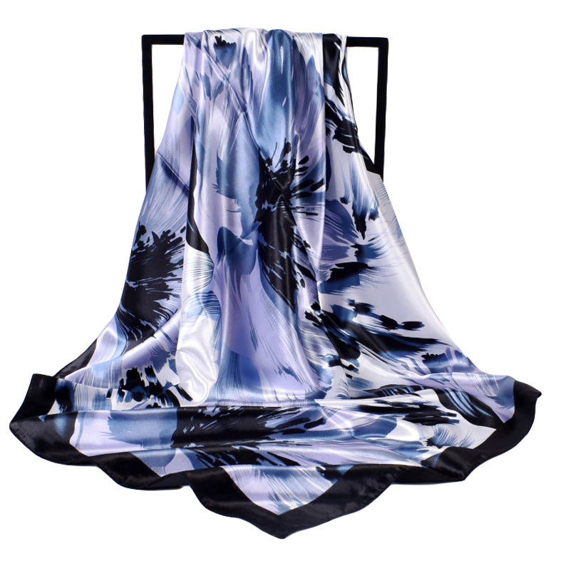 Fashion autumn and winter new 90-color diced imitation silk feather square silk scarf, scarf