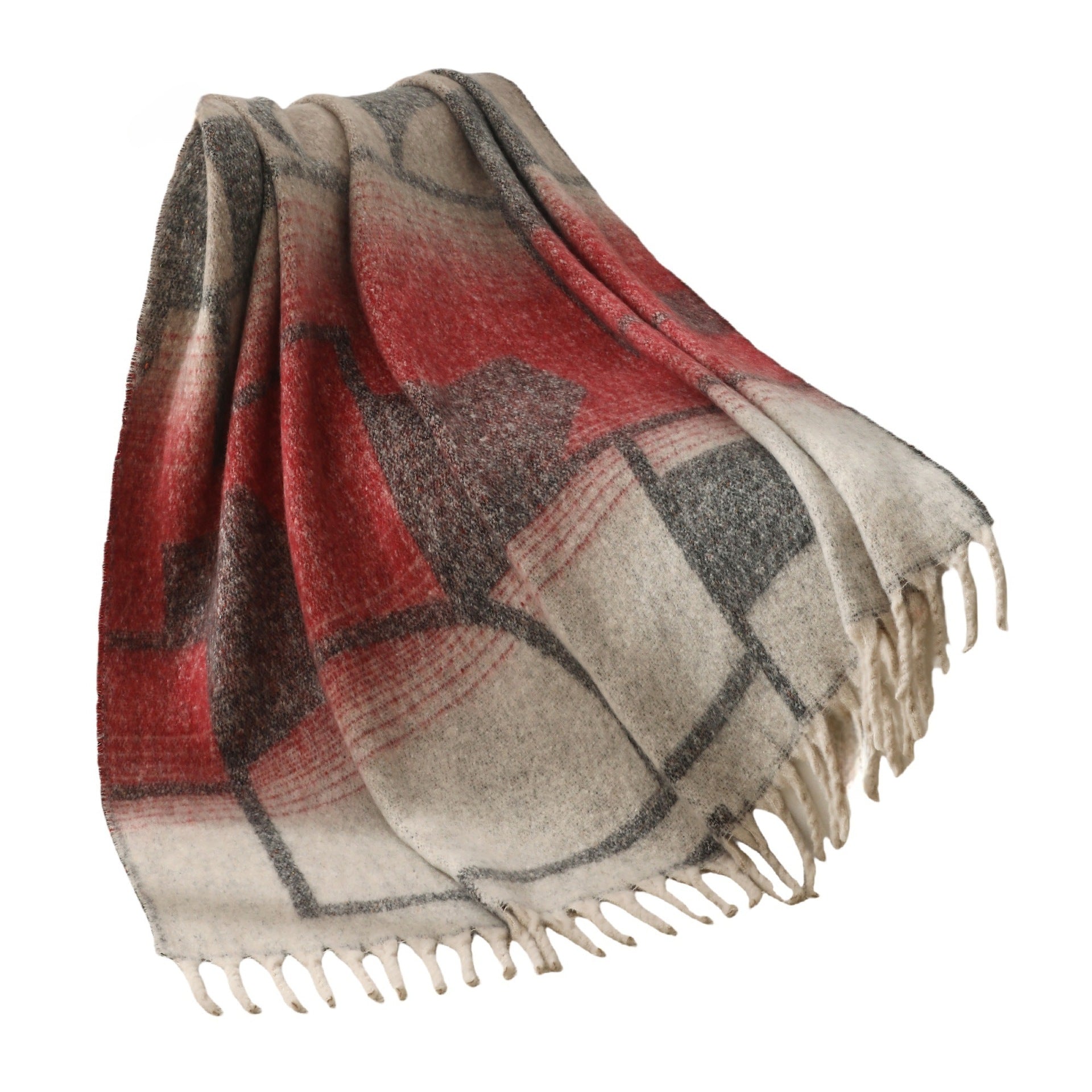 Blanket new European and American autumn and winter imitation mohair thickened geometric large shawl jacquard blanket