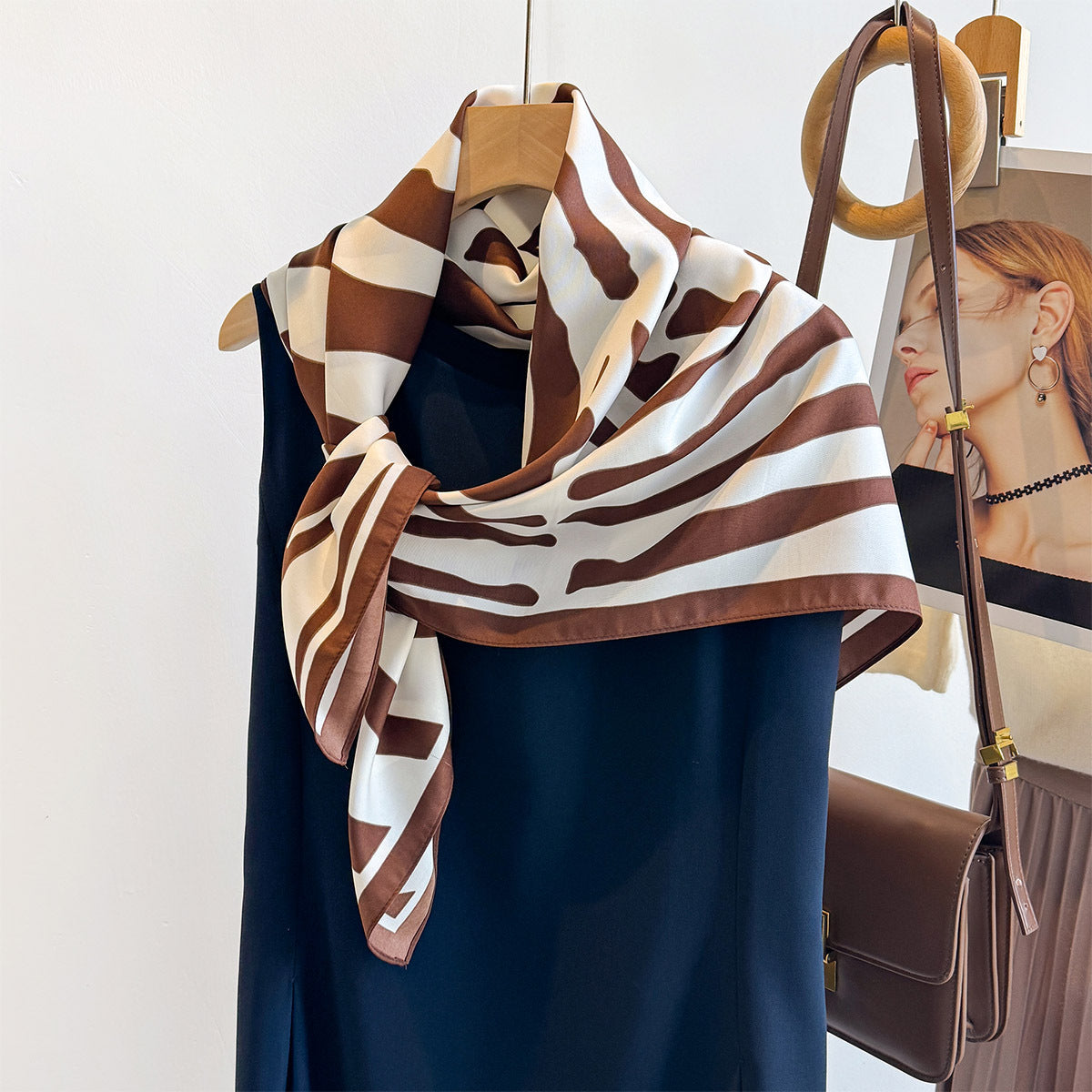 Summer Korean version of simple striped scarf twill square scarf 90cm fashionable versatile sunscreen shawl headscarf women