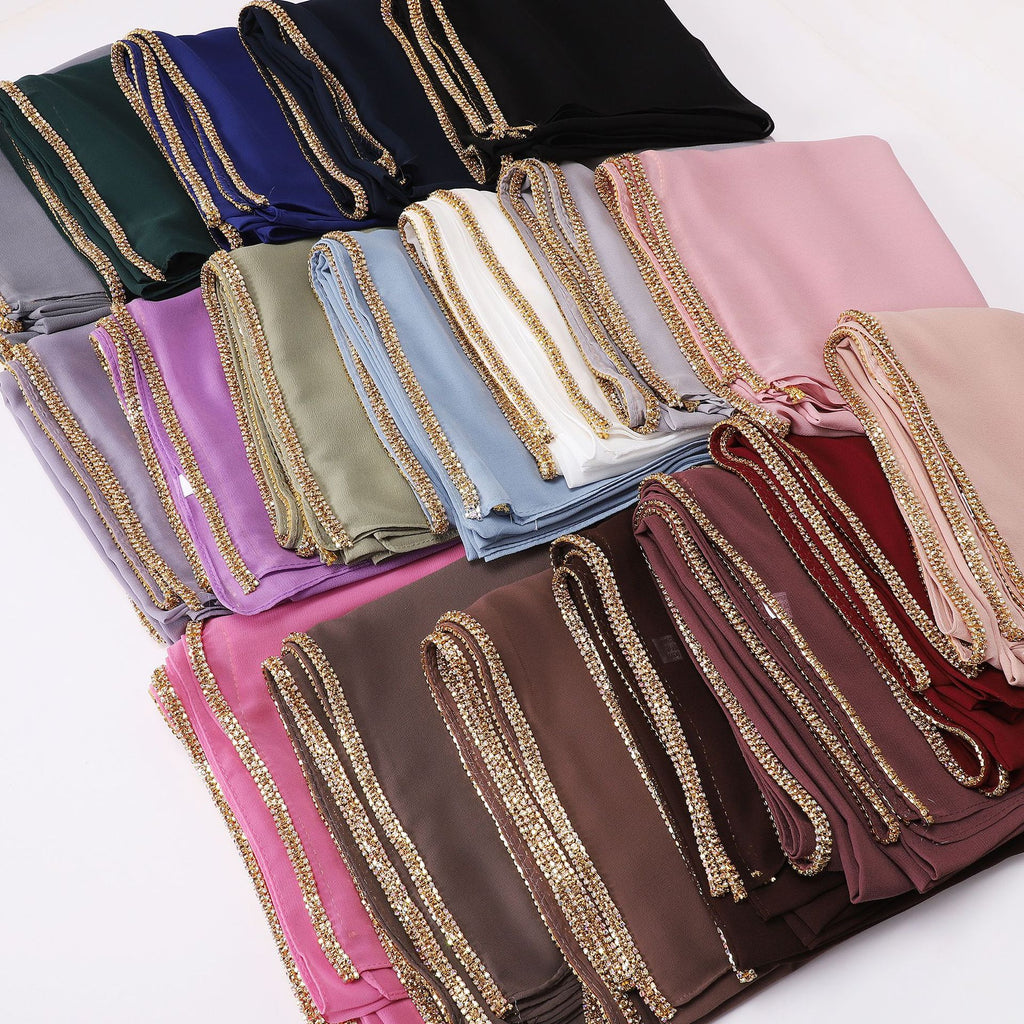 New copper bottom bright diamond chiffon scarf yarn Middle East Africa headscarf Malay headscarf