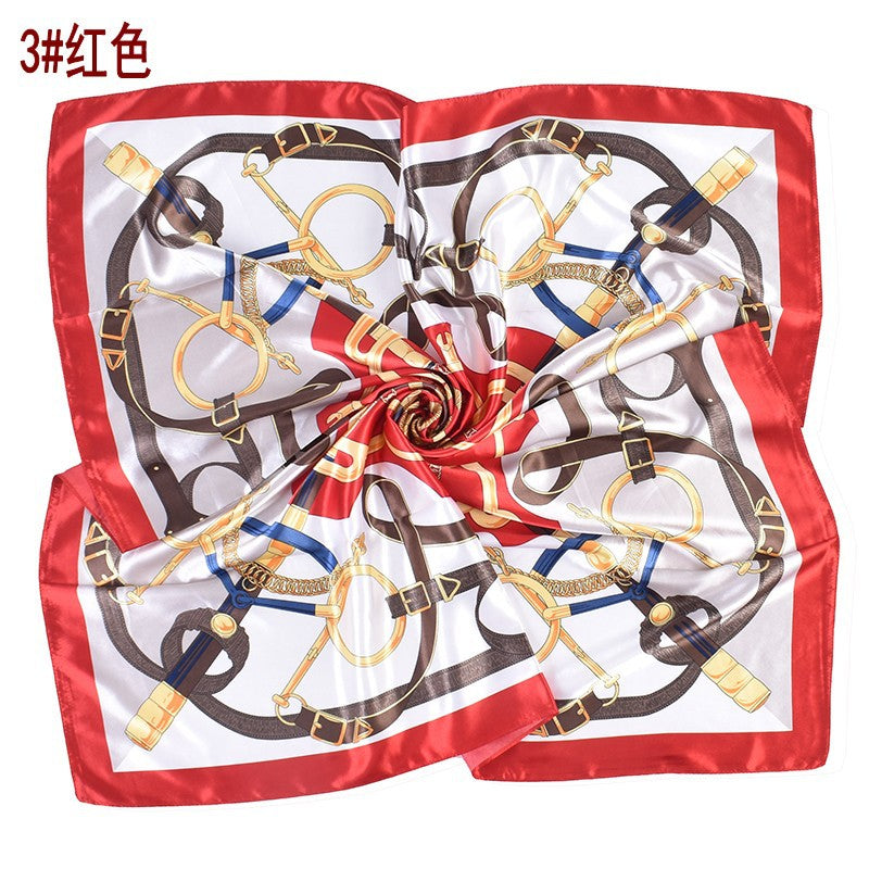 New fashionable ring chain buckle pattern printing high-quality 90 * 90 color square towel