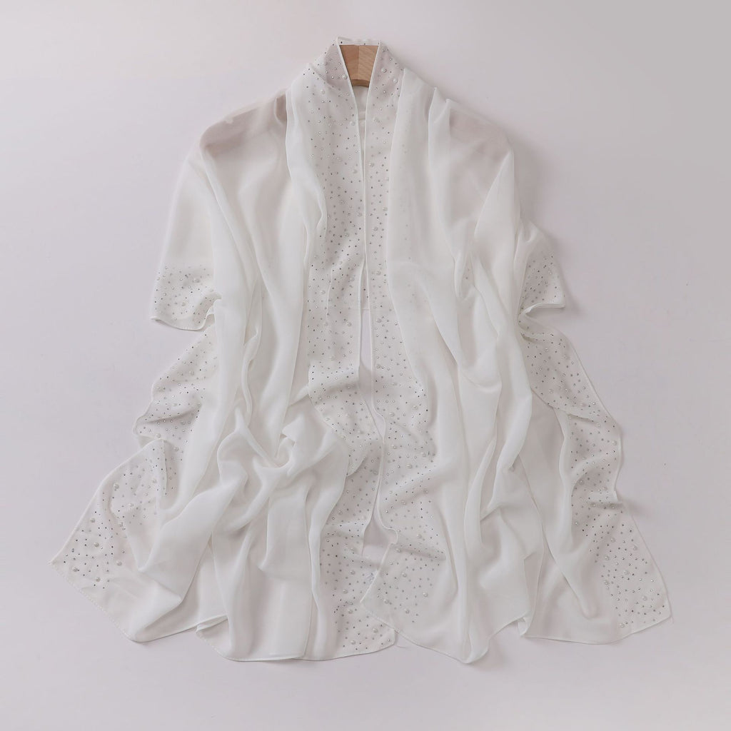 Pearl chiffon both sides ceramic hot diamond Malaysian headscarf Middle East Africa hijab